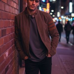 Men's Classic Brown Bomber Jacket - Wolverine Fashion